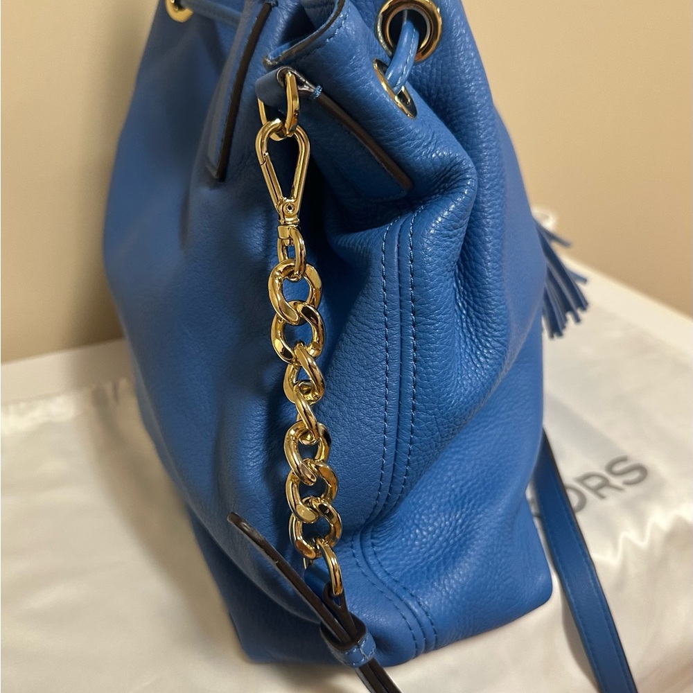 Like New Blue Michael Kors Camden Drawstring Satchel Bag - Picture 4 of 12